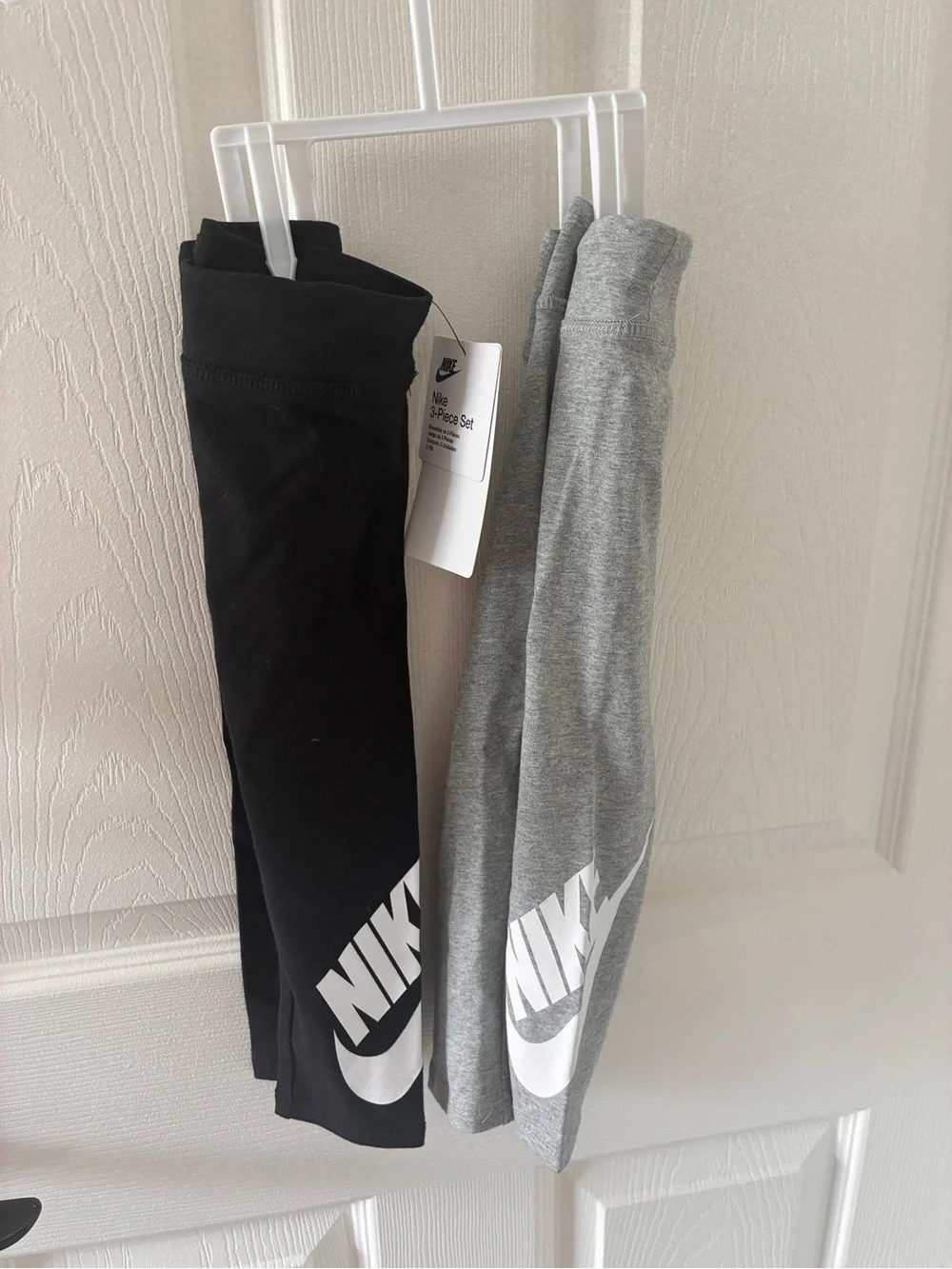 Nike Kids 2-Pack Leggings in Black & Gray with White Logo